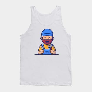 Handyman Holding Hammer And Wrench Tank Top